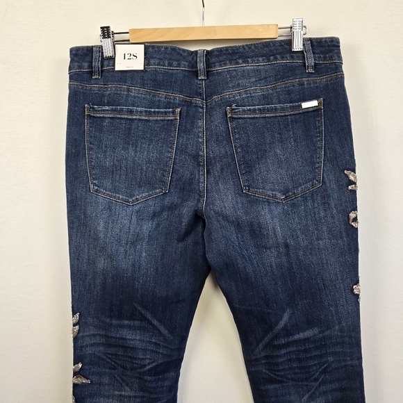 WHBM Sequin Lace Jeans The Slim Size 12S NWT - Picture 13 of 16